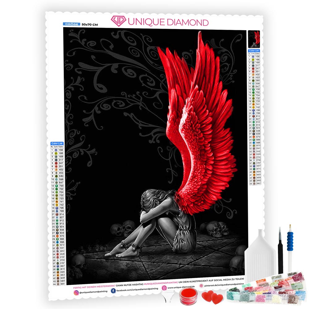 5D Diamond Painting Red wings Angel - Unique-Diamond