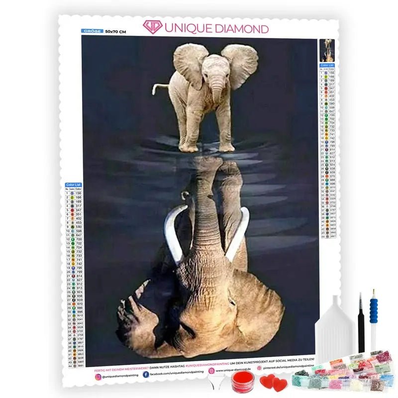 5D Diamond Painting Reflektion Elefant - Unique-Diamond
