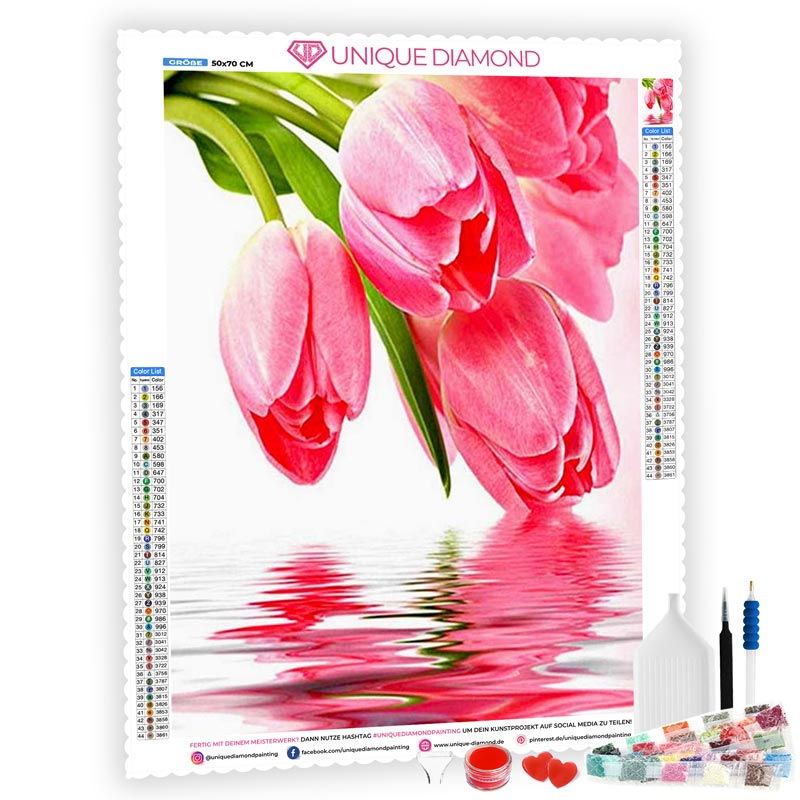 5D Diamond Painting Rosa Tulpen - Unique-Diamond