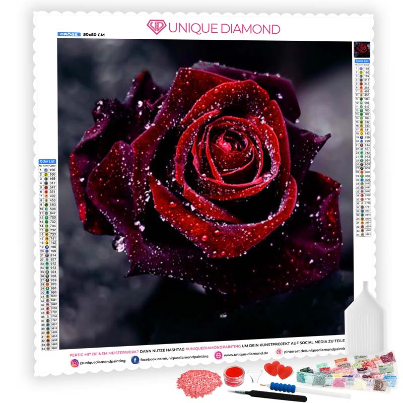 5D Diamond Painting Rote Rose - Unique-Diamond