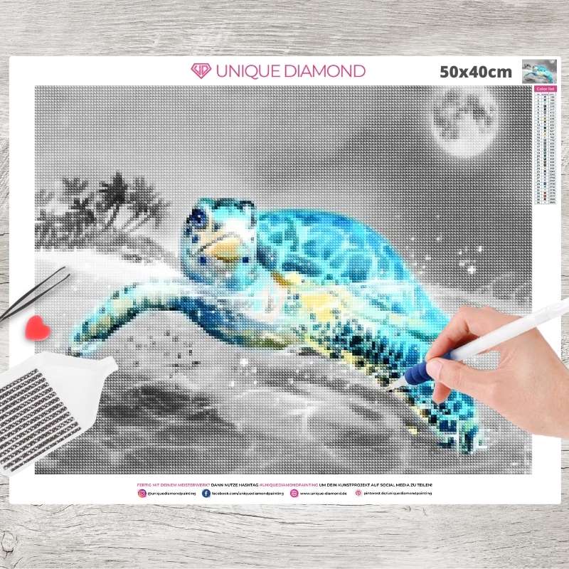 5D Diamond Painting Schildkröte im Ozean - Unique-Diamond
