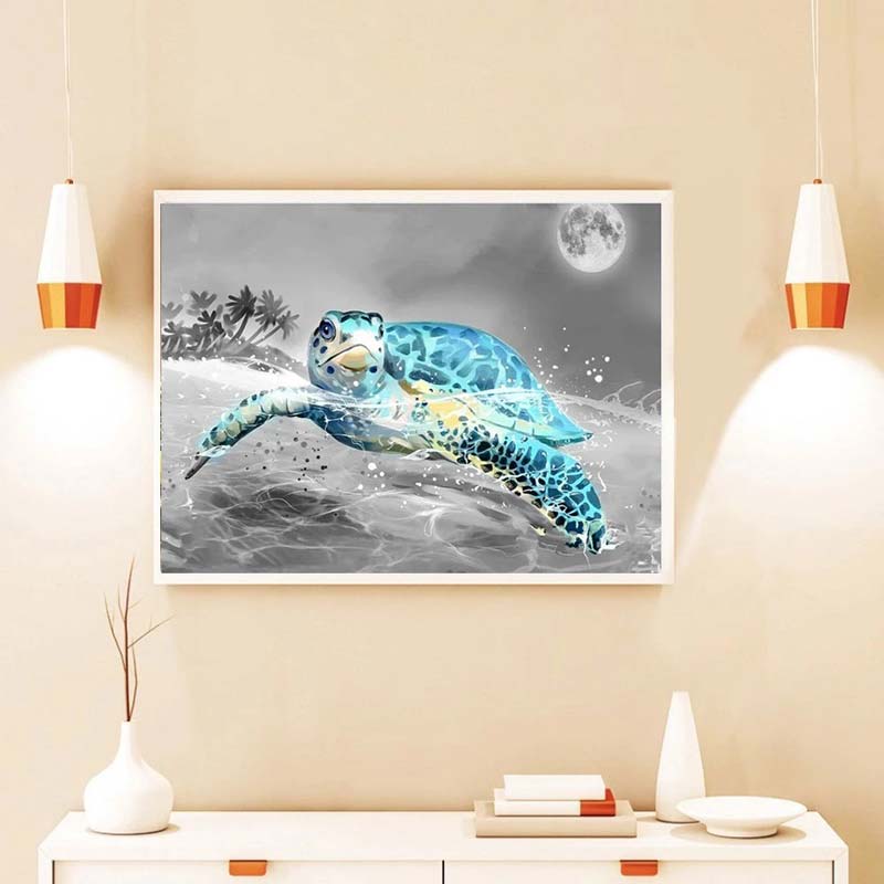 5D Diamond Painting Schildkröte im Ozean - Unique-Diamond