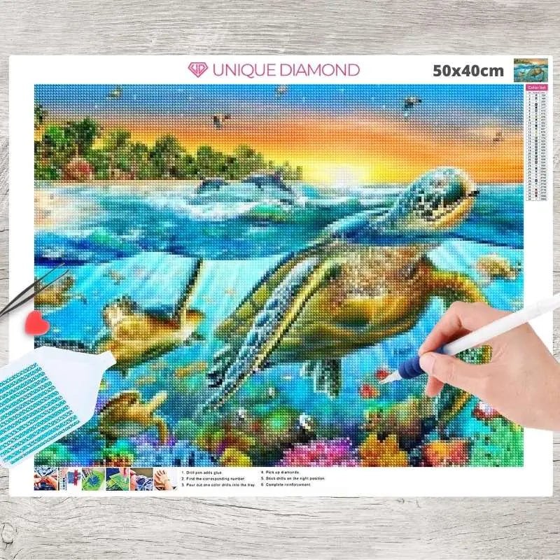 5D Diamond Painting Schildkröte im Paradies - Unique-Diamond