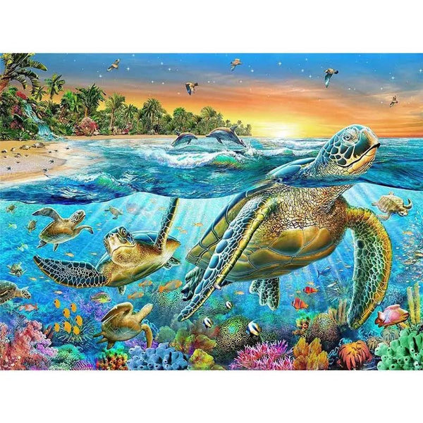 5D Diamond Painting Schildkröte im Paradies - Unique-Diamond