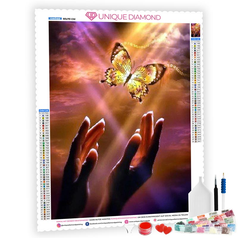 5D Diamond Painting Schmetterling Hände - Unique-Diamond