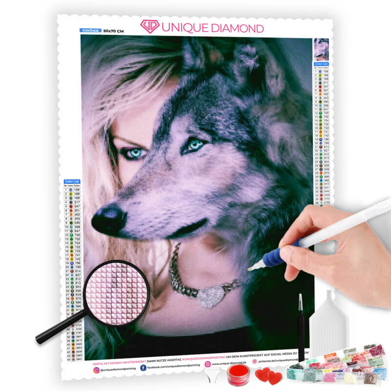 5D Diamond Painting Schönheit und der Wolf - Unique-Diamond