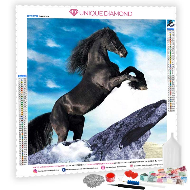 5D Diamond Painting Schwarzer Pferd - Unique-Diamond