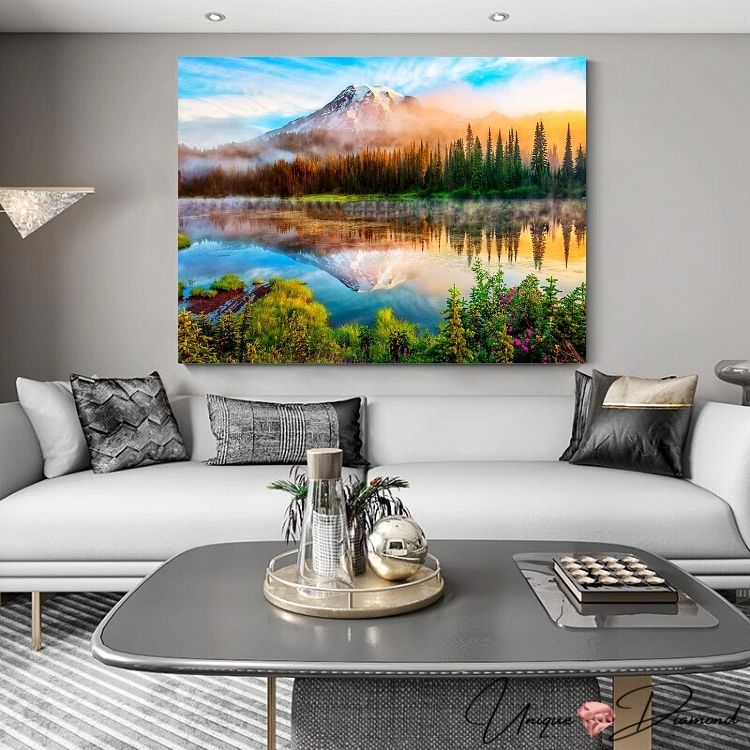 5D Diamond Painting See in den Bergen - Unique-Diamond