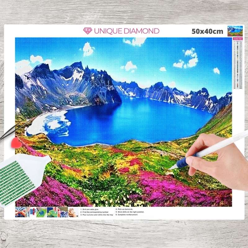 5D Diamond Painting See in den Bergen - Unique-Diamond