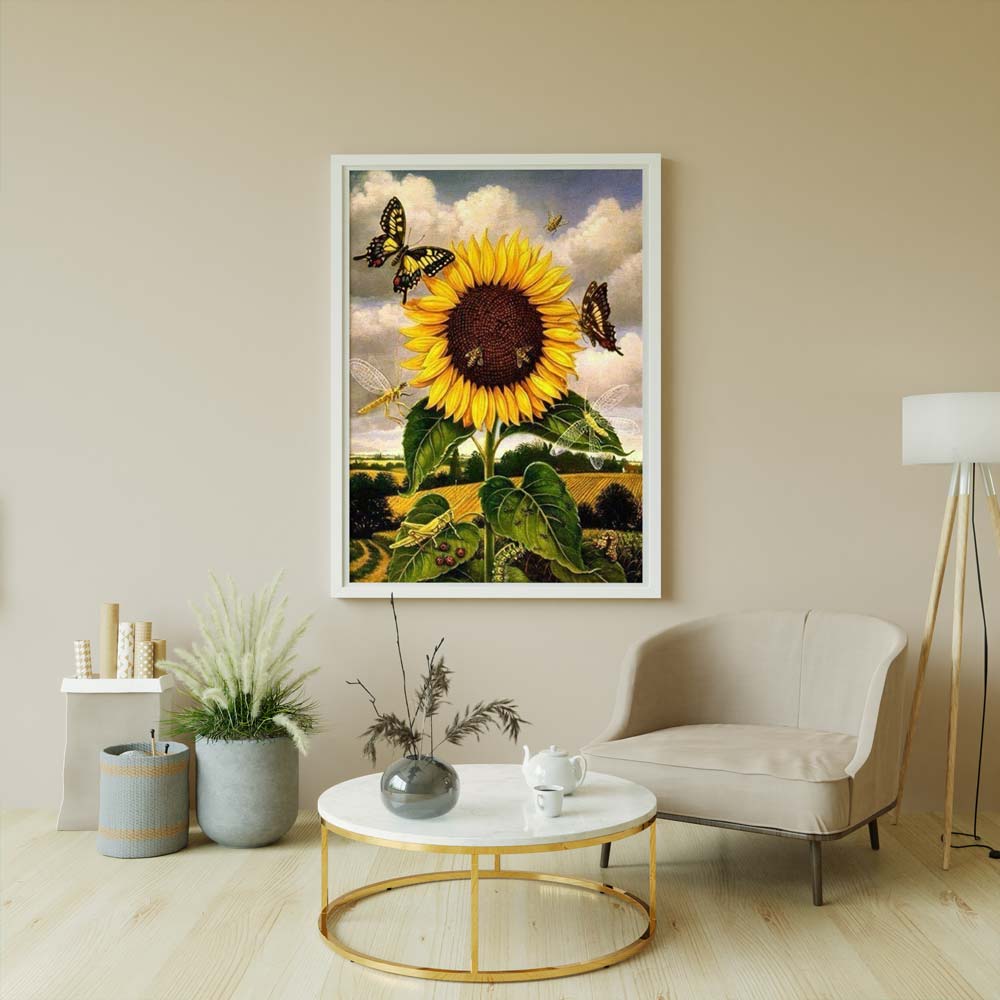 5D Diamond Painting Sonnenblume Schmetterling - Unique-Diamond