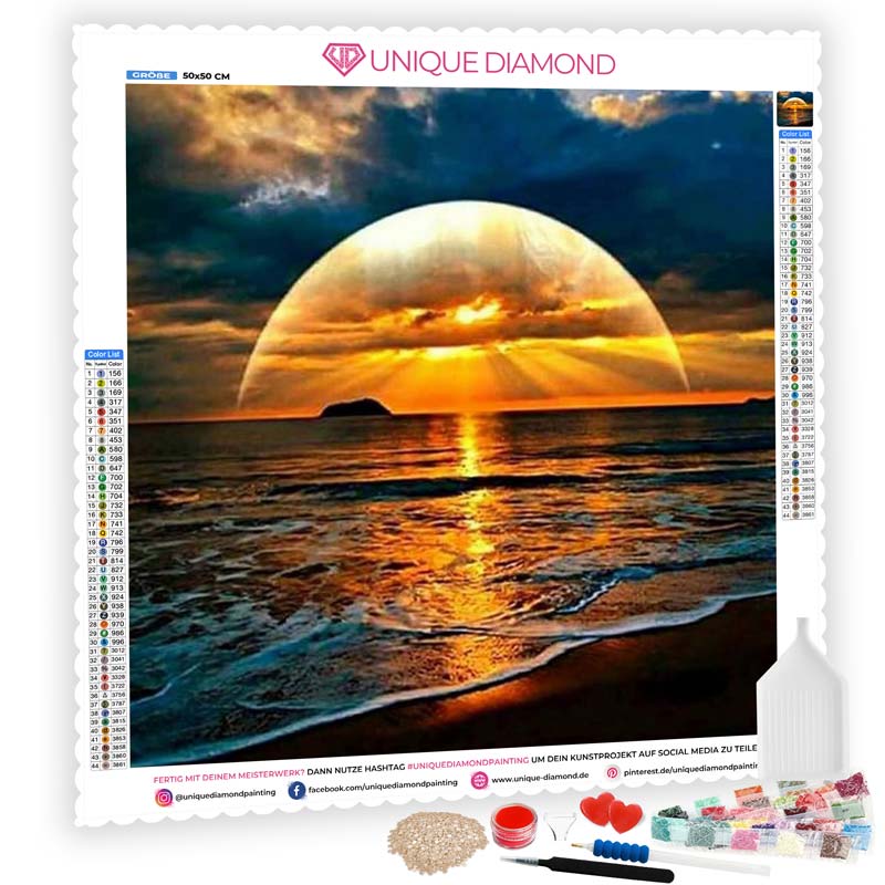 5D Diamond Painting Sonnenuntergang am Meer - Unique-Diamond
