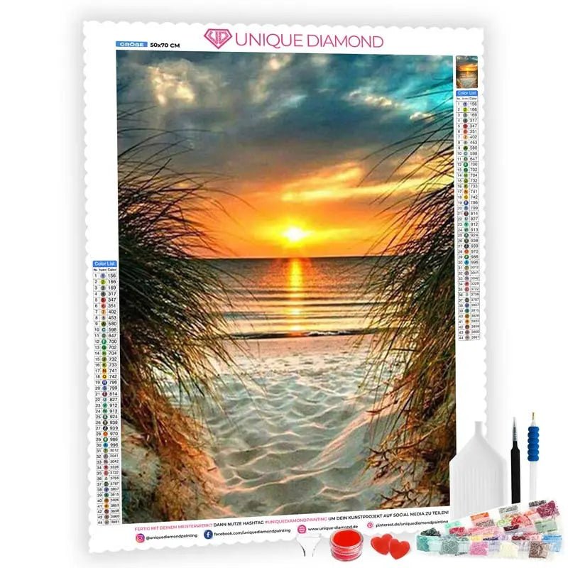 5D Diamond Painting Sonnenuntergang am Strand - Unique-Diamond