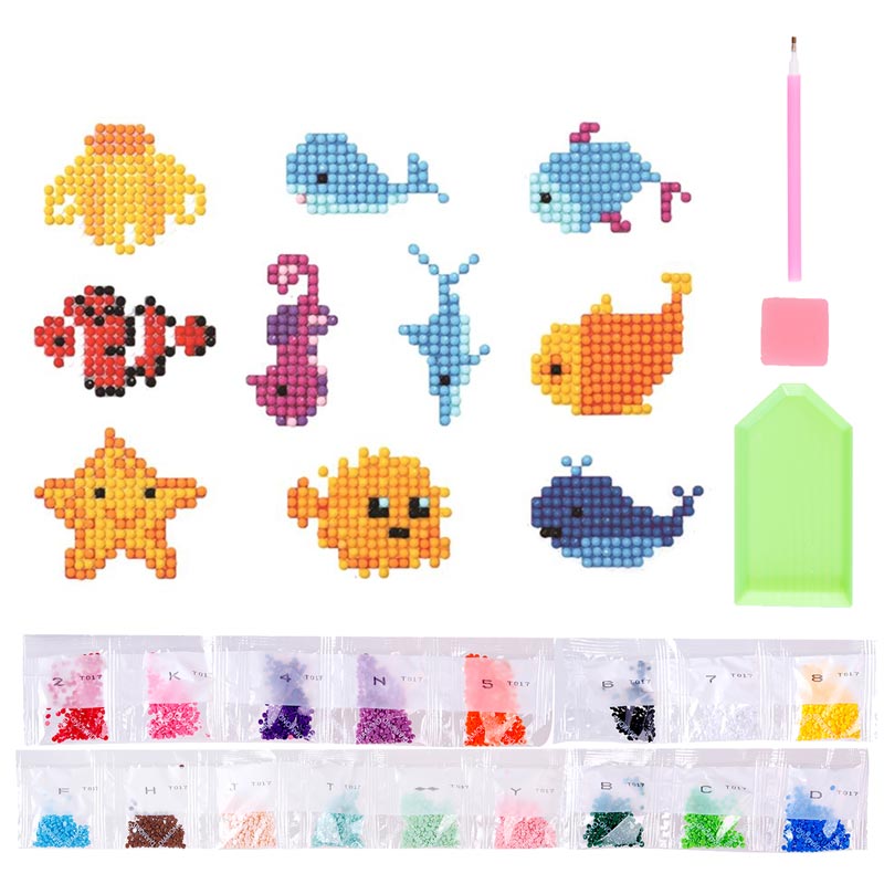 5D Diamond Painting Sticker Set Fische für Kinder - Unique-Diamond
