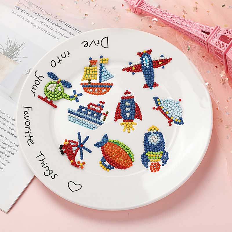 5D Diamond Painting Sticker Set Flugzeuge für Kinder - Unique-Diamond