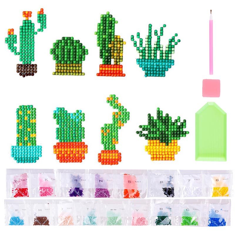 5D Diamond Painting Sticker Set Kaktus für Kinder - Unique-Diamond