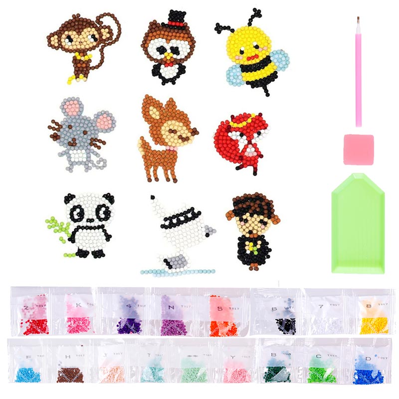 5D Diamond Painting Sticker Set Tiere für Kinder - Unique-Diamond