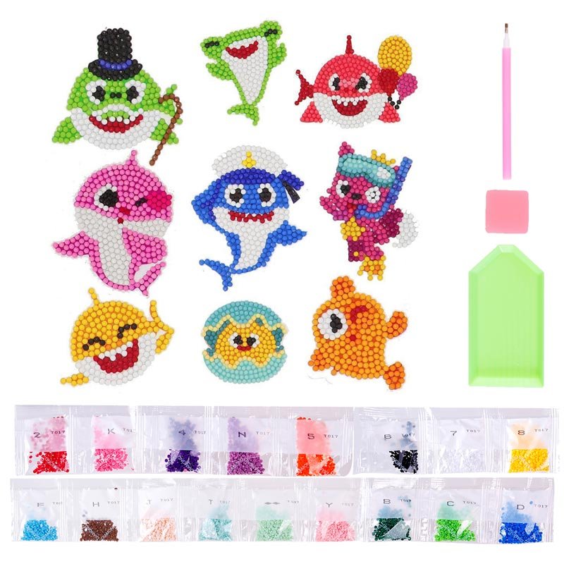 5D Diamond Painting Sticker Set Unterwassertiere für Kinder - Unique-Diamond