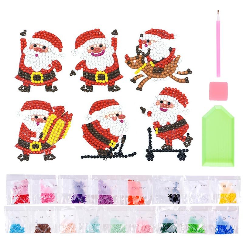 5D Diamond Painting Sticker Set Weihnachtsmänner für Kinder - Unique-Diamond