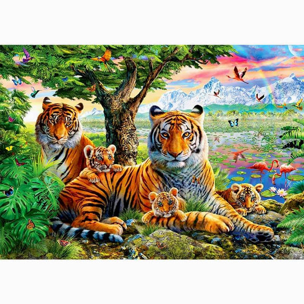 5D Diamond Painting Tiger Familie - Unique-Diamond