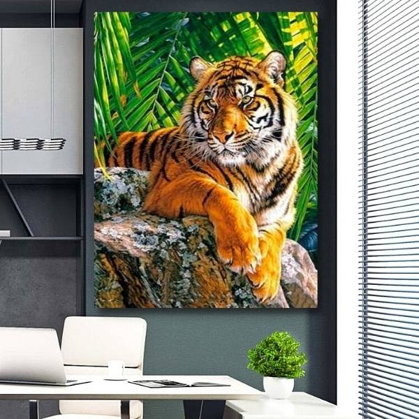 5D Diamond Painting Tiger in Jungle - Unique-Diamond