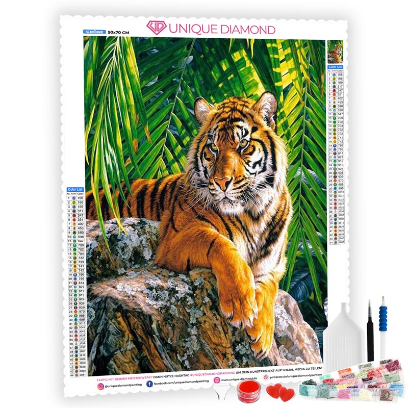5D Diamond Painting Tiger in Jungle - Unique-Diamond