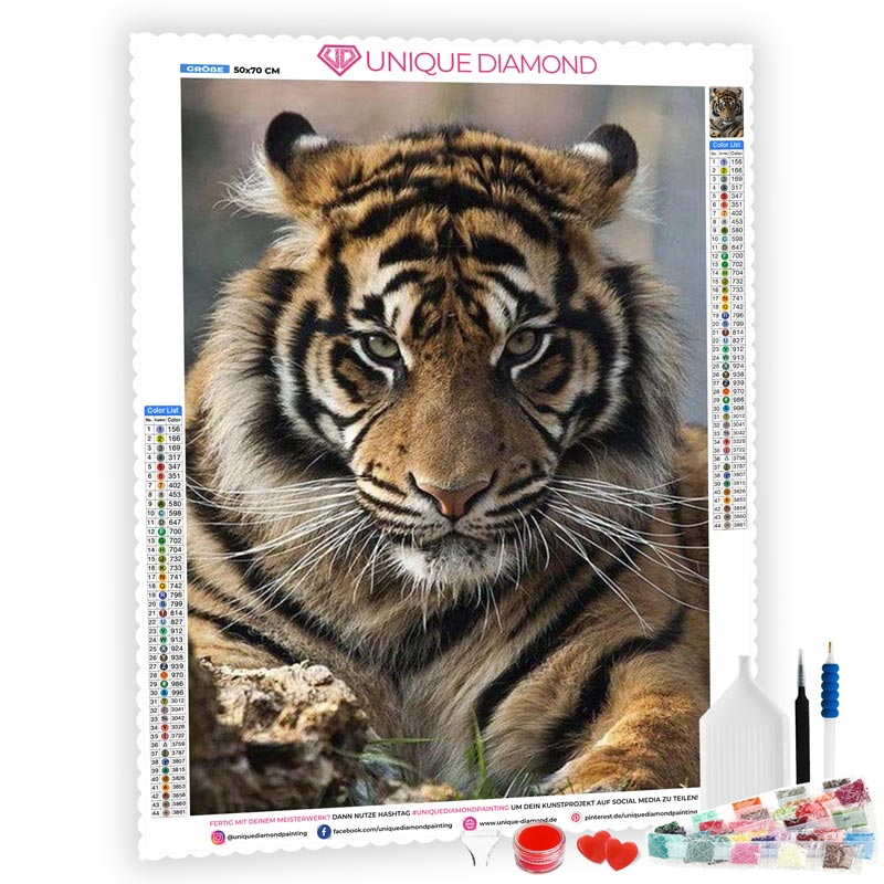 5D Diamond Painting Tiger Portrait - Unique-Diamond