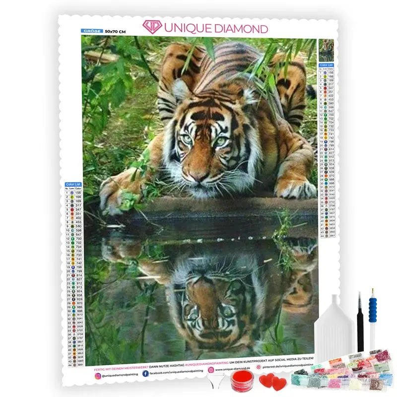 5D Diamond Painting Tiger Reflexion - Unique-Diamond