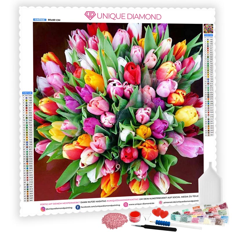 5D Diamond Painting Tulpen Blumenstrauß - Unique-Diamond