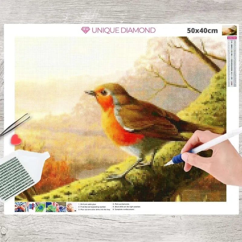 5D Diamond Painting Vogel im Herbst - Unique-Diamond