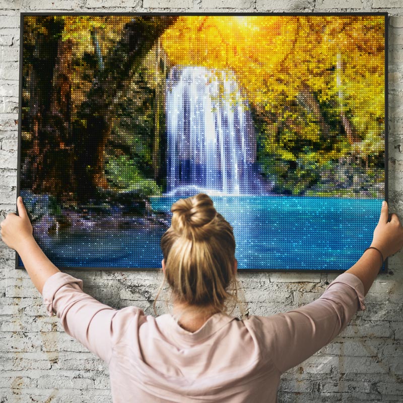 5D Diamond Painting Wasserfall im Herbst - Unique-Diamond
