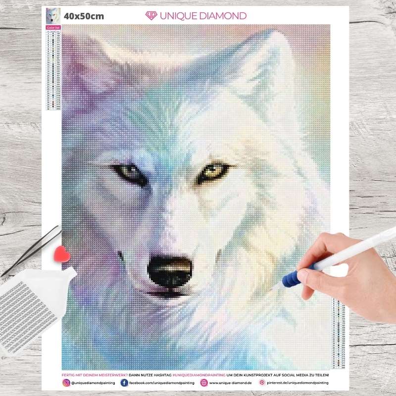 5D Diamond Painting Weißer Wolf - Unique-Diamond