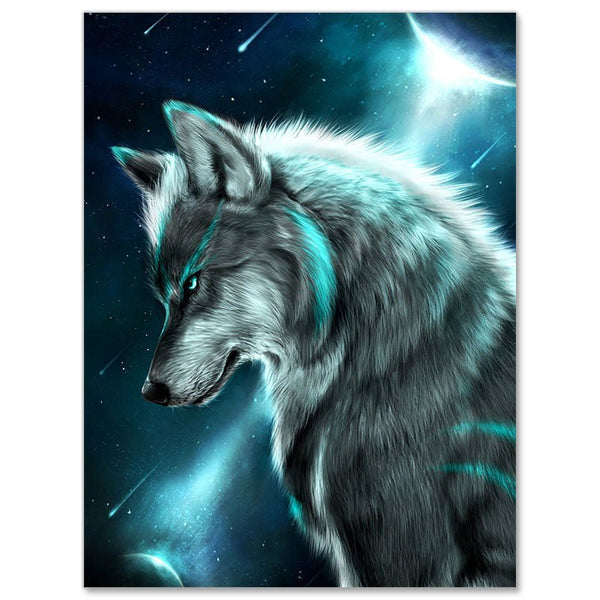 5D Diamond Painting Wolf Blau - Unique-Diamond