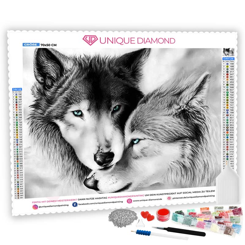 5D Diamond Painting Wolf und Wölfin - Unique-Diamond
