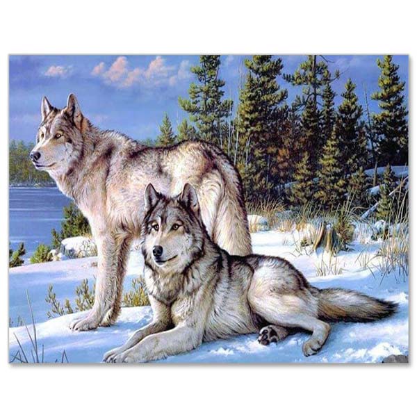 5D Diamond Painting Wölfe im Schnee - Unique-Diamond