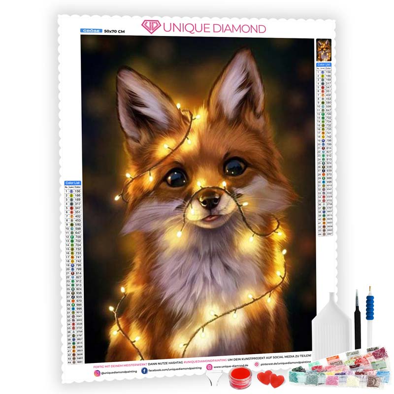 5D Diamond Painting XXL leuchtender Fuchs - Unique-Diamond