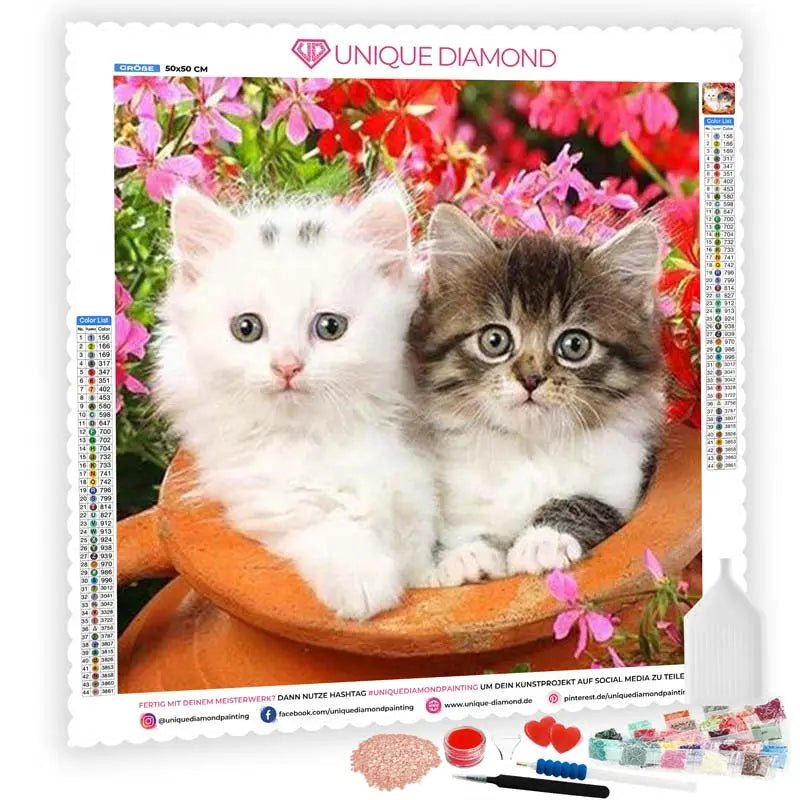 5D Diamond Painting zwei süße Katzen - Unique-Diamond