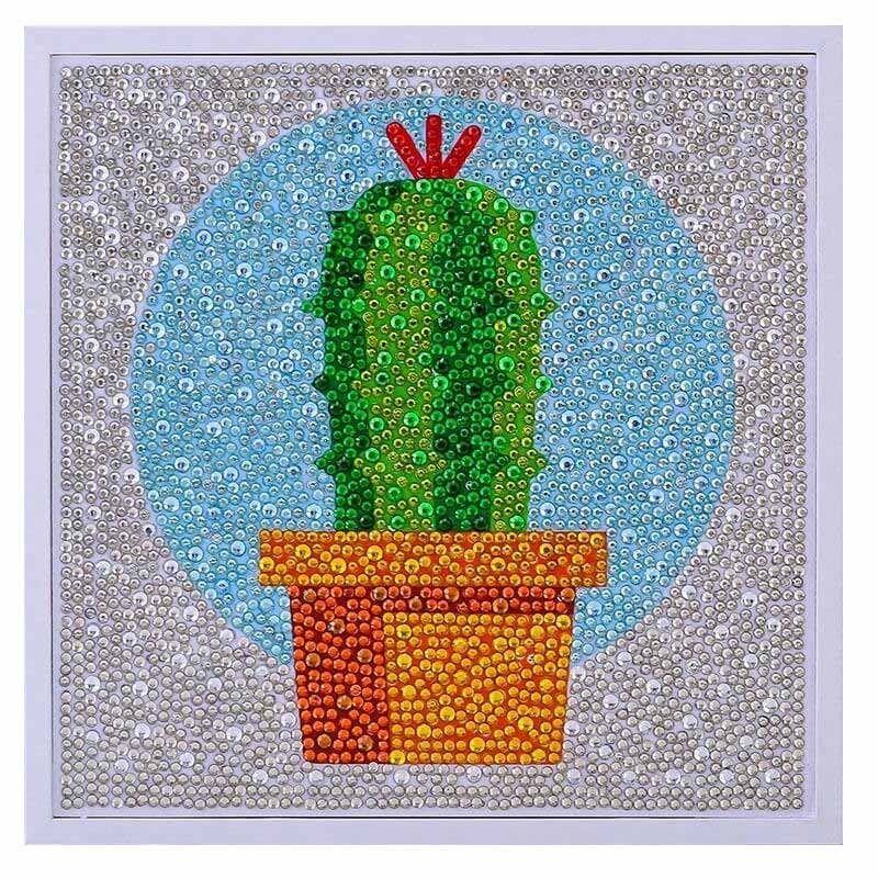 5D Kinder Diamond Painting Kaktus mit Bilderrahmen - Unique-Diamond