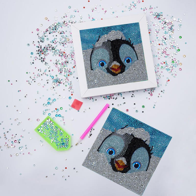 5D Kinder Diamond Painting Pinguin mit Bilderrahmen - Unique-Diamond