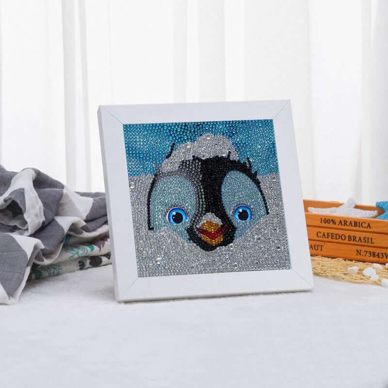5D Kinder Diamond Painting Pinguin mit Bilderrahmen - Unique-Diamond