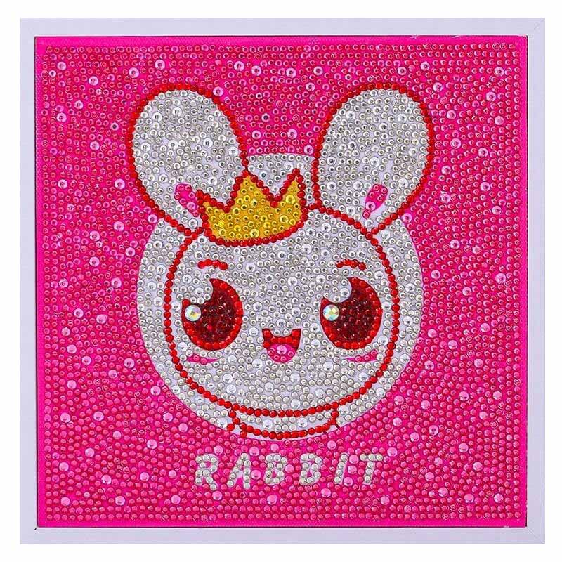 5D Kinder Diamond Painting Rabbit mit Bilderrahmen - Unique-Diamond