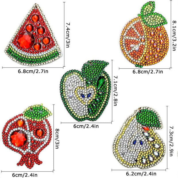 Diamond Painting Anhänger Obst 5st Set, Unique-Diamond