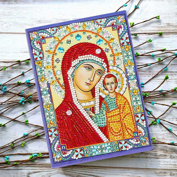 Diamond Painting Notizbuch Jungfrau Maria mit Jesus, Unique-Diamond
