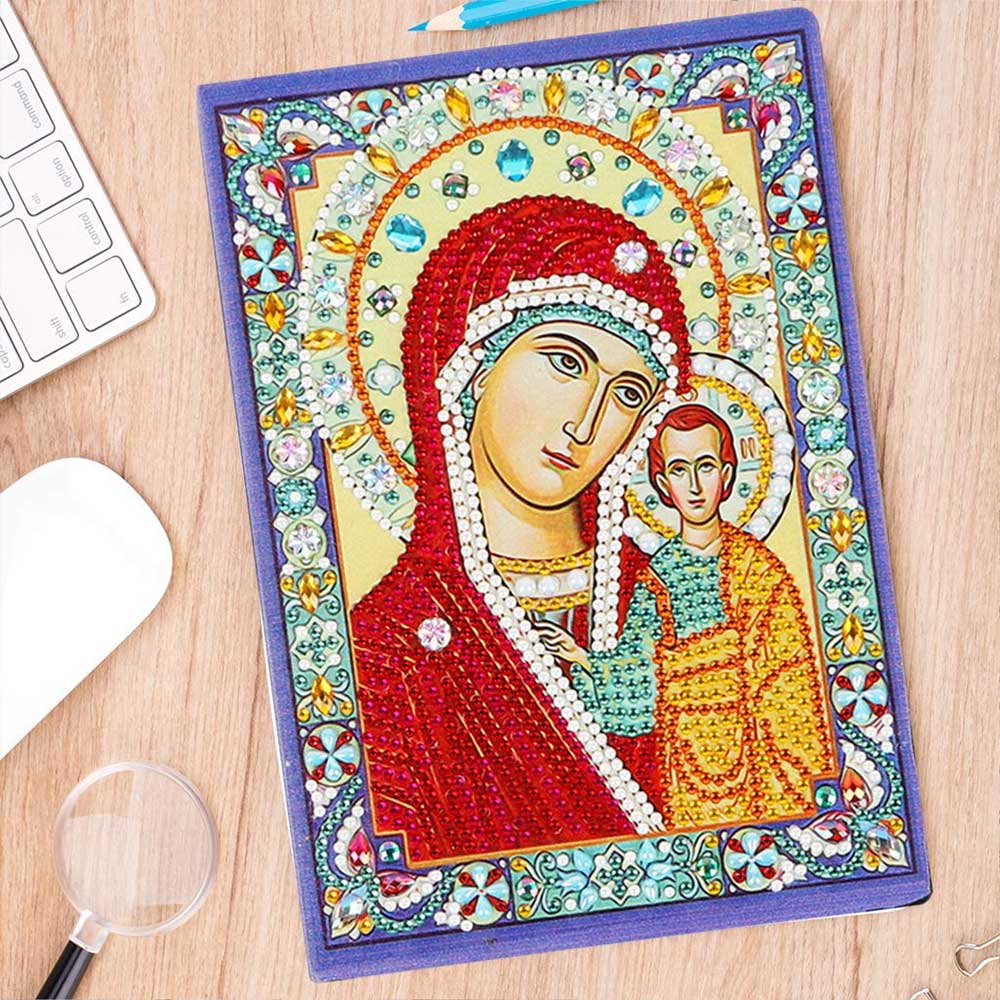 Diamond Painting Notizbuch Jungfrau Maria mit Jesus, Unique-Diamond