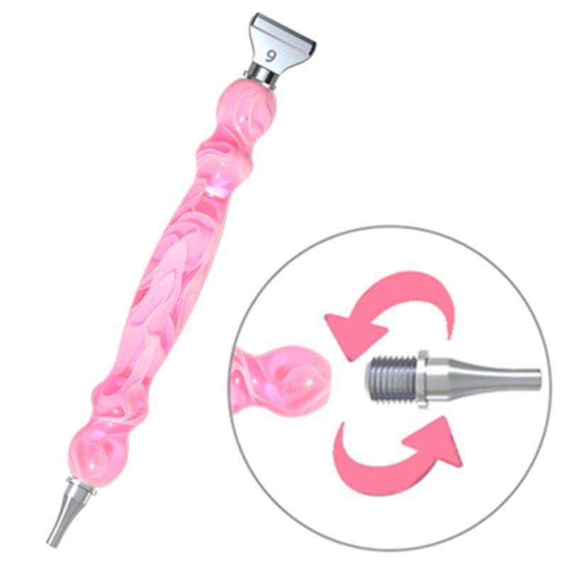 Diamond Painting Stift Wellen Rosa mit Stahlaufsätze, Unique-Diamond