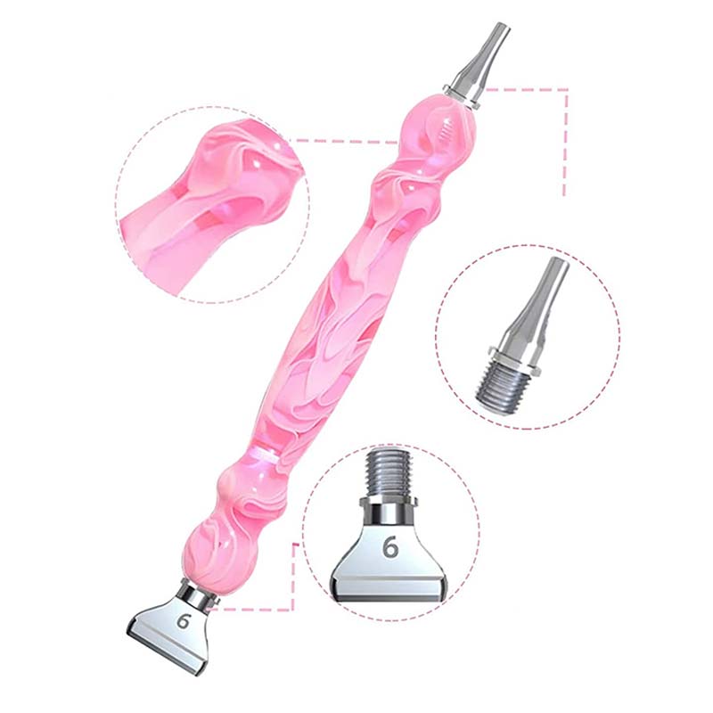 Diamond Painting Stift Wellen Rosa mit Stahlaufsätze, Unique-Diamond