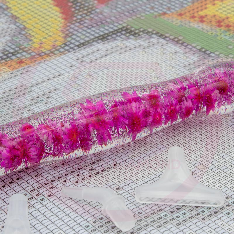 Diamond Painting Ergonomischer Premium Stift Pinke Blumen - Unique-Diamond