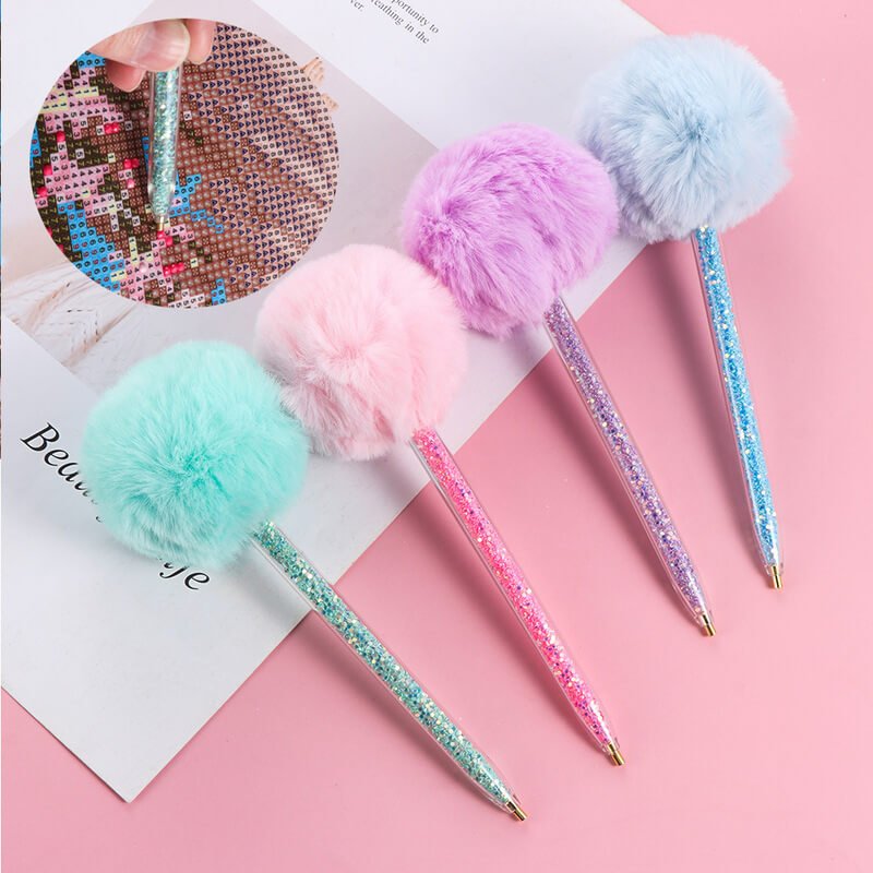Diamond Painting Glitzerstift mit Haarkugel 4 Farben Zubehör - Unique-Diamond