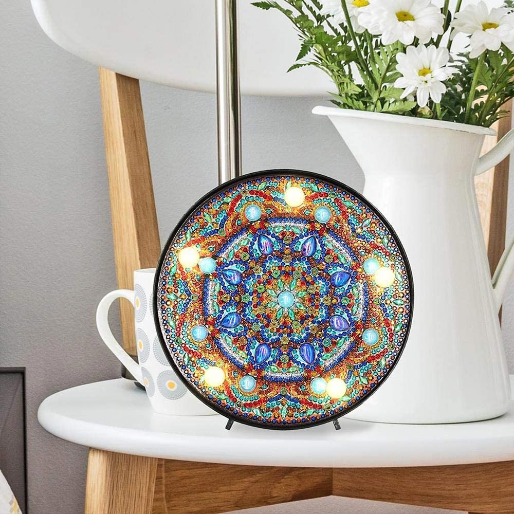 Diamond Painting LED Lampe Blauer Mandala Stern - Unique-Diamond