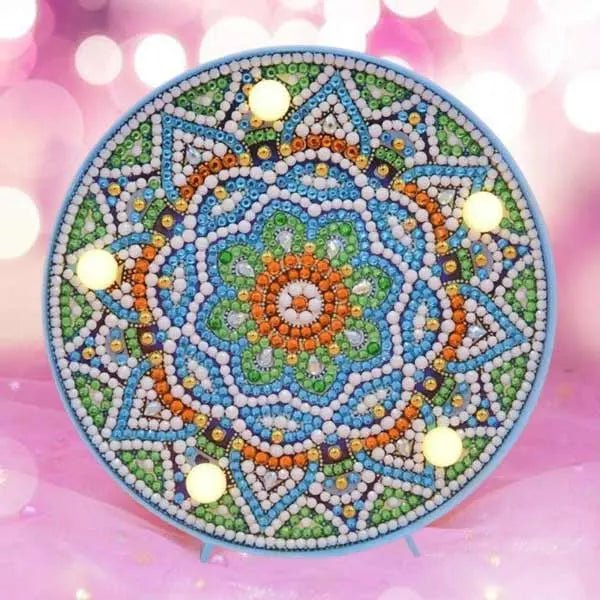 Diamond Painting LED Lampe Hellblau Mandala - Unique-Diamond