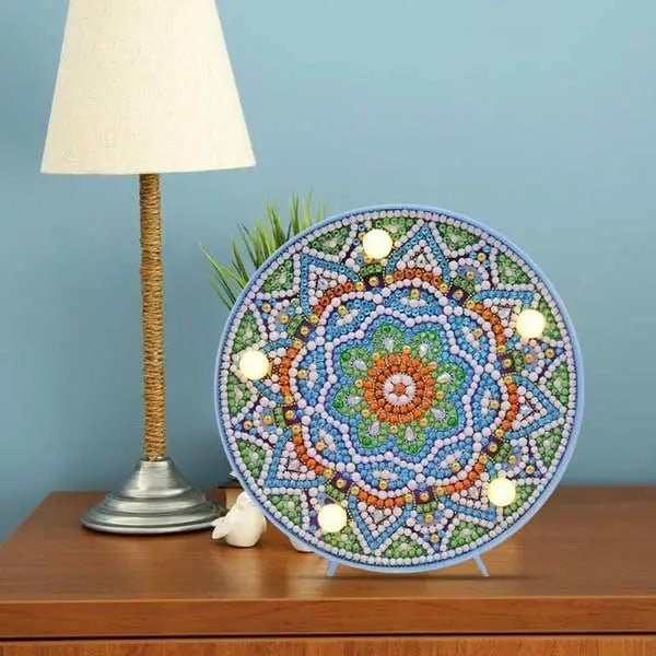 Diamond Painting LED Lampe Hellblau Mandala - Unique-Diamond